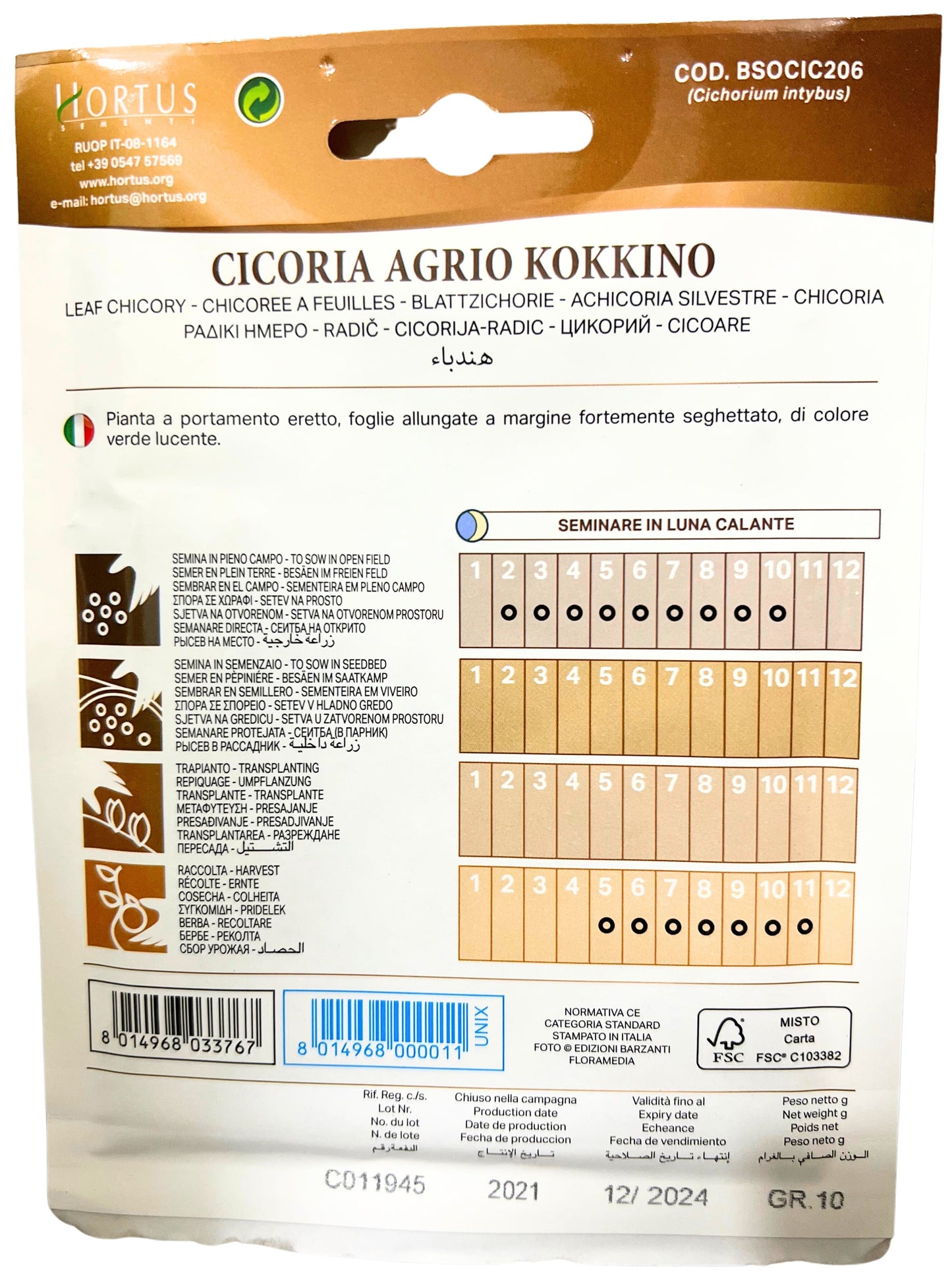 Leaf Chicory (Agrio Kokkino) Seeds