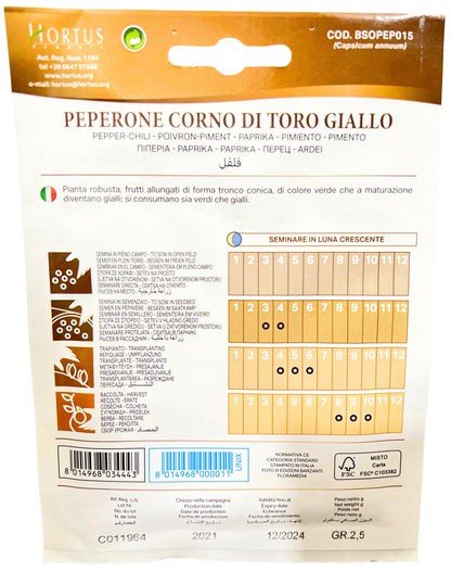 Pepper-chili ( Corno Di Toro Giallo) Seeds